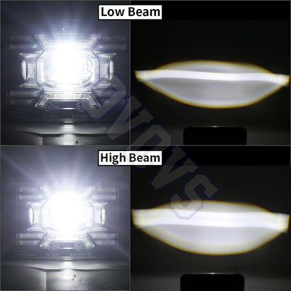 OVOVS 4x6 Inch LED Square Headlight With White/Blue DRL Amber Turn Signal High/Lo Beam