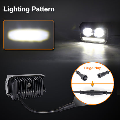 OVOVS Hidden LED Off Road Driving Work Light With Automatic ON/OFF Cover Switch Wiring Harness