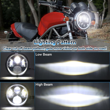 OVOVS 7 Inch Round Motorcycle Headlight With High Low Beam For Honda CB400 CB750