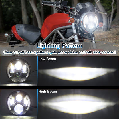 OVOVS 7 Inch LED Motorcycle Headlight With DRL Amber Turn Signal Hi/Low Beam for Honda