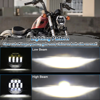 OVOVS 5.75 Inch LED Motorcycle Headlight White High Low Beam DRL For Harley Motorcycle