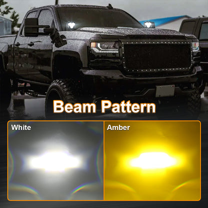 OVOVS 40W White Amber LED Off Road Driving Light with Spot Light for 4x4 Jeep Trucks ATV Tractor Pickup