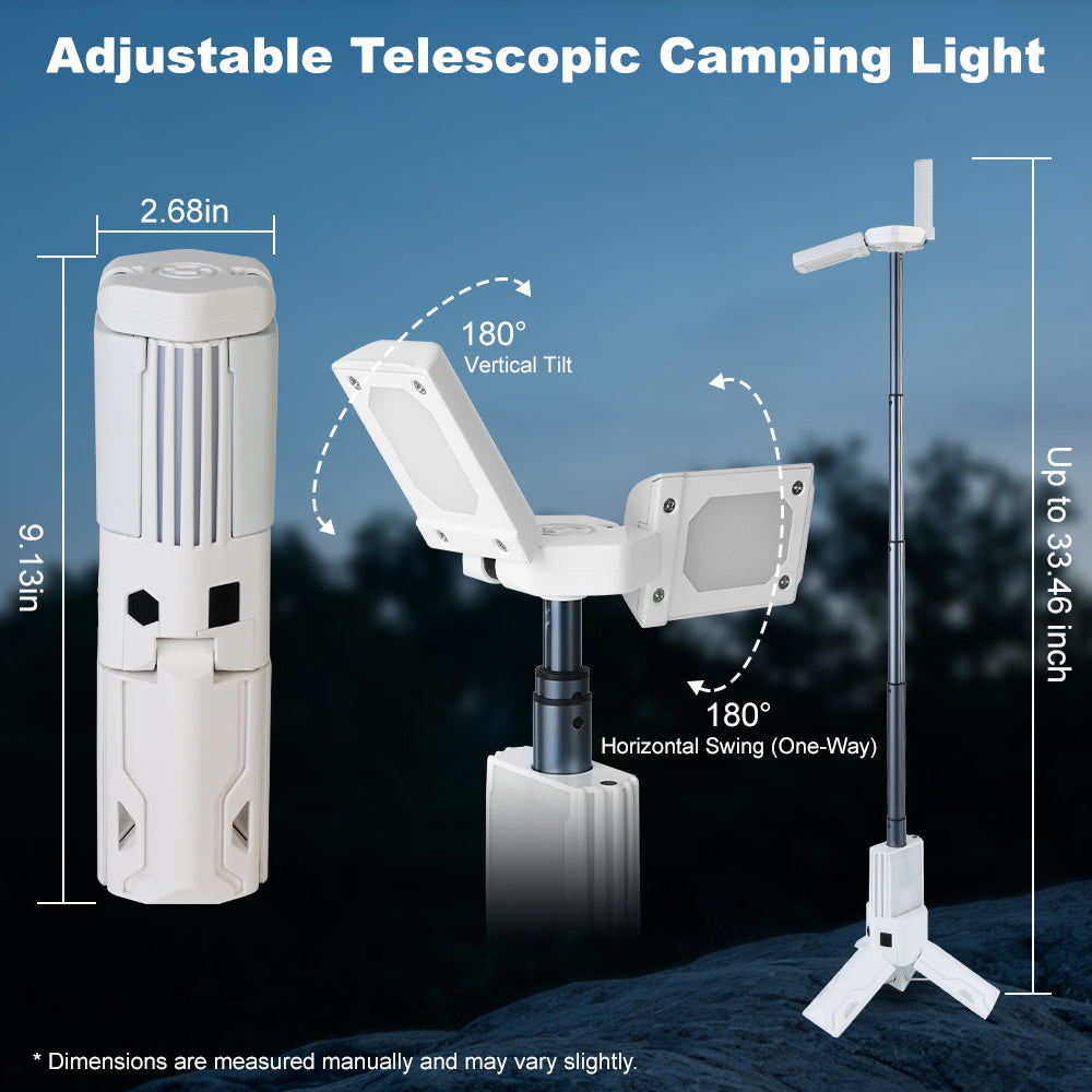 OVOVS Portable Telescopic Camping Light with Dimmable Tent Lamps Outdoor Work Lights for Hiking Camping Home Emergency