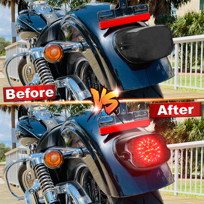 OVOVS LED Brake Turn Signal Rear Light Low Profile Smoked Taillights for Harley Dyna Sportster