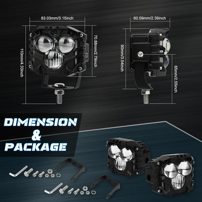 OVOVS 3 Inch LED Off Road Light Pods with Spot Beam