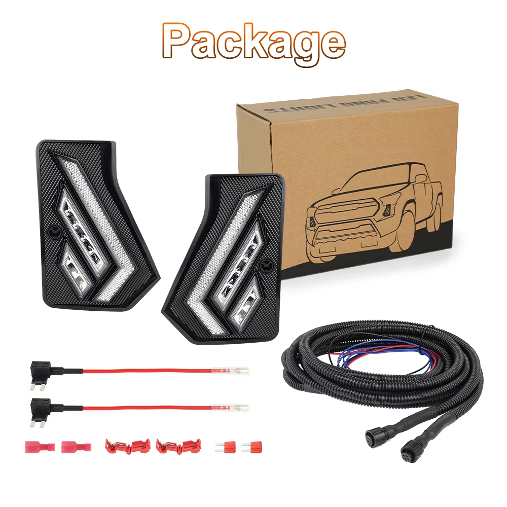OVOVS Front Driving Light with White DRL Sequential Turn Signal Fog Daytime Running Light for 2024-2026 Toyota Tacoma Gen 4